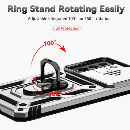 For Samsung Galaxy S22+ 5G Sliding Camshield Holder Phone Case(Silver)-garmade.com