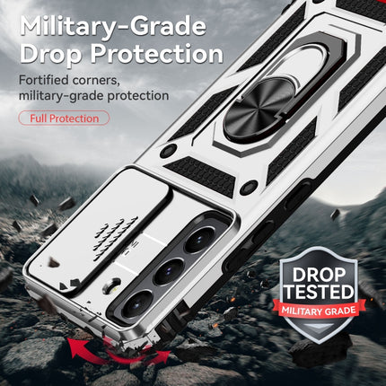For Samsung Galaxy S22+ 5G Sliding Camshield Holder Phone Case(Silver)-garmade.com