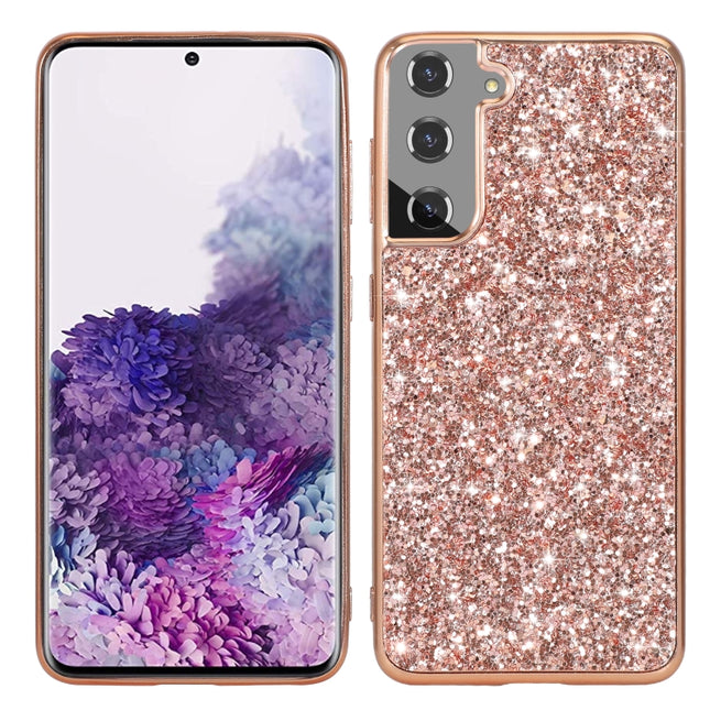 For Samsung Galaxy S22+ 5G Glitter Powder Shockproof TPU Protective Phone Case(Rose Gold)-garmade.com