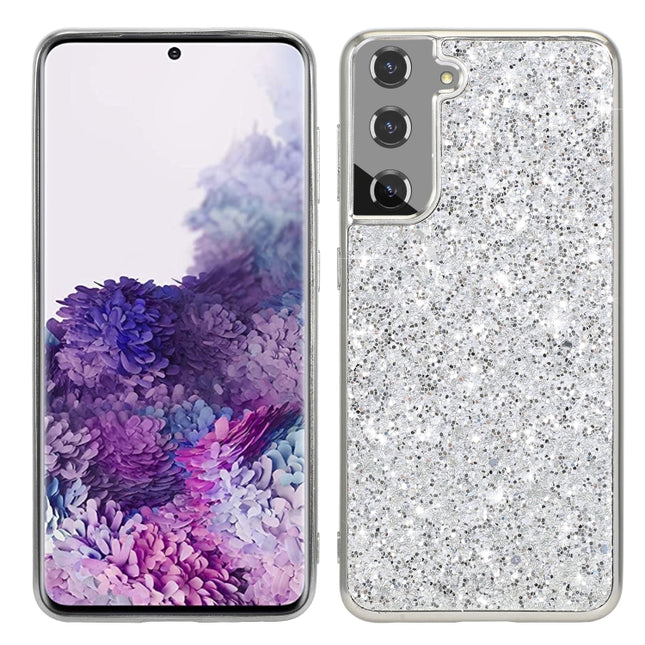 For Samsung Galaxy S22+ 5G Glitter Powder Shockproof TPU Protective Phone Case(Silver)-garmade.com