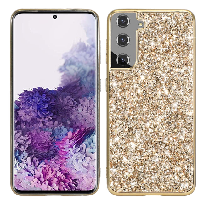 For Samsung Galaxy S22+ 5G Glitter Powder Shockproof TPU Protective Phone Case(Gold)-garmade.com