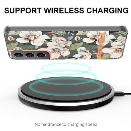 For Samsung Galaxy S22+ Flowers and Plants Series IMD TPU Phone Case(Green Gardenia)-garmade.com