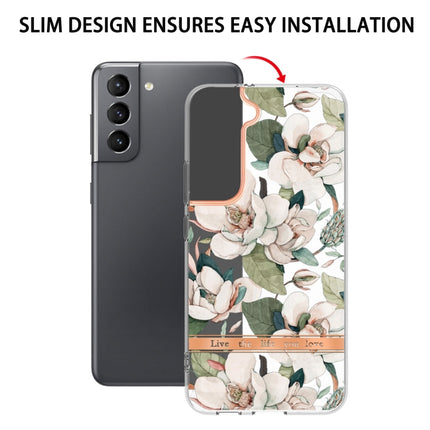 For Samsung Galaxy S22+ Flowers and Plants Series IMD TPU Phone Case(Green Gardenia)-garmade.com