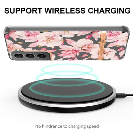 For Samsung Galaxy S22+ Flowers and Plants Series IMD TPU Phone Case(Pink Gardenia)-garmade.com