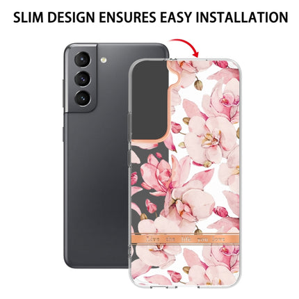 For Samsung Galaxy S22+ Flowers and Plants Series IMD TPU Phone Case(Pink Gardenia)-garmade.com
