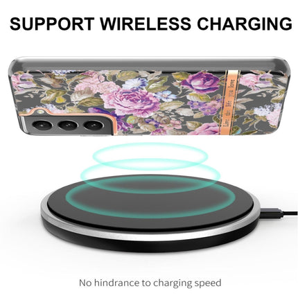 For Samsung Galaxy S22+ Flowers and Plants Series IMD TPU Phone Case(Purple Peony)-garmade.com