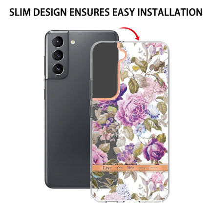 For Samsung Galaxy S22+ Flowers and Plants Series IMD TPU Phone Case(Purple Peony)-garmade.com