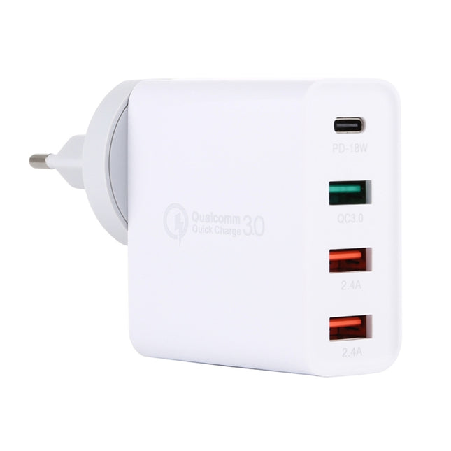A3 PD 18W USB-C / Type-C + QC3.0 USB + Dual USB Interface Travel Charger-garmade.com