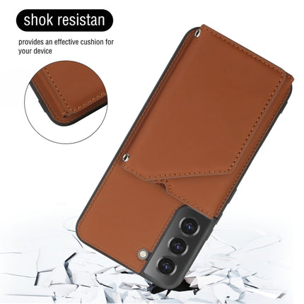 For Samsung Galaxy S22 5G Skin Feel PU + TPU + PC Phone Case with Card Slots(Brown)-garmade.com