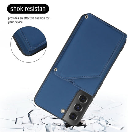 For Samsung Galaxy S22 5G Skin Feel PU + TPU + PC Phone Case with Card Slots(Blue)-garmade.com