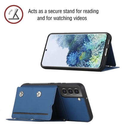 For Samsung Galaxy S22 5G Skin Feel PU + TPU + PC Phone Case with Card Slots(Blue)-garmade.com