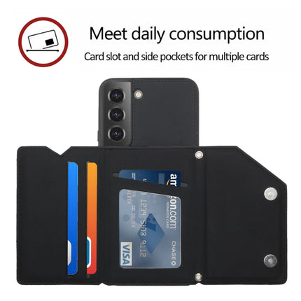 For Samsung Galaxy S22 5G Skin Feel PU + TPU + PC Phone Case with Card Slots(Black)-garmade.com
