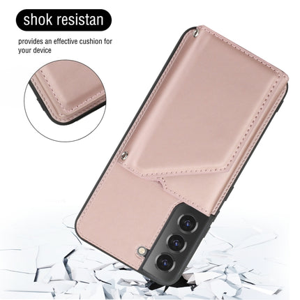 For Samsung Galaxy S22 5G Skin Feel PU + TPU + PC Phone Case with Card Slots(Rose Gold)-garmade.com