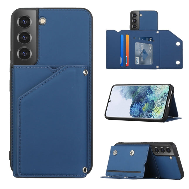 For Samsung Galaxy S22+ 5G Skin Feel PU + TPU + PC Phone Case with Card Slots(Blue)-garmade.com