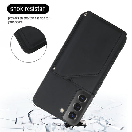 For Samsung Galaxy S22+ 5G Skin Feel PU + TPU + PC Phone Case with Card Slots(Black)-garmade.com