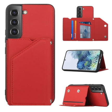 For Samsung Galaxy S22+ 5G Skin Feel PU + TPU + PC Phone Case with Card Slots(Red)-garmade.com