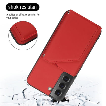 For Samsung Galaxy S22+ 5G Skin Feel PU + TPU + PC Phone Case with Card Slots(Red)-garmade.com