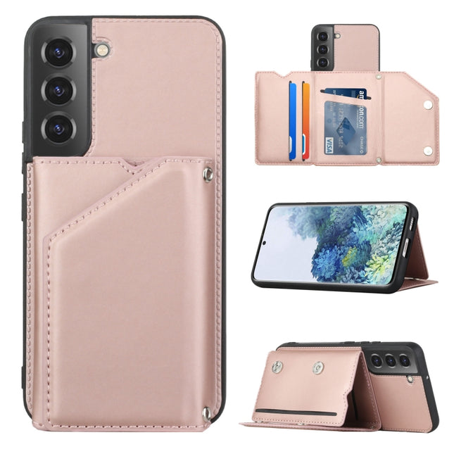 For Samsung Galaxy S22+ 5G Skin Feel PU + TPU + PC Phone Case with Card Slots(Rose Gold)-garmade.com