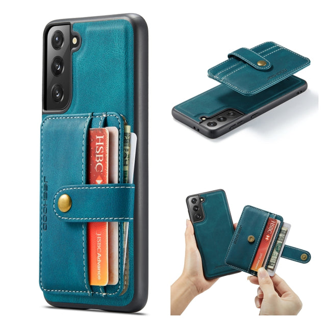 For Samsung Galaxy S22 5G JEEHOOD RFID Blocking Anti-Theft Magnetic PU + TPU Phone Case(Blue)-garmade.com
