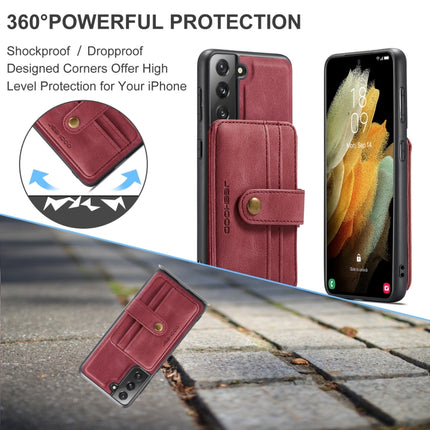 For Samsung Galaxy S22 5G JEEHOOD RFID Blocking Anti-Theft Magnetic PU + TPU Phone Case(Red)-garmade.com
