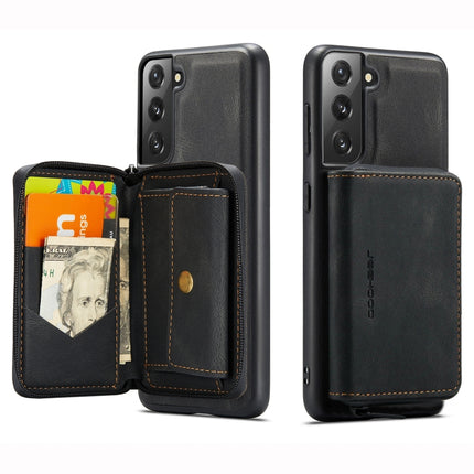 For Samsung Galaxy S22 5G JEEHOOD Magnetic Zipper Horizontal Flip Phone Leather Case(Black)-garmade.com