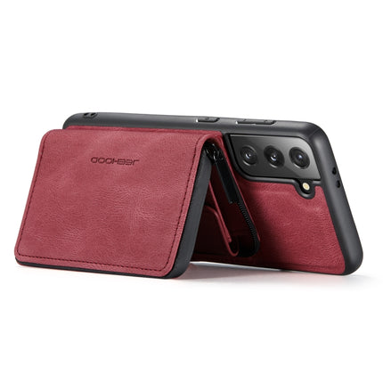 For Samsung Galaxy S22 5G JEEHOOD Magnetic Zipper Horizontal Flip Phone Leather Case(Red)-garmade.com