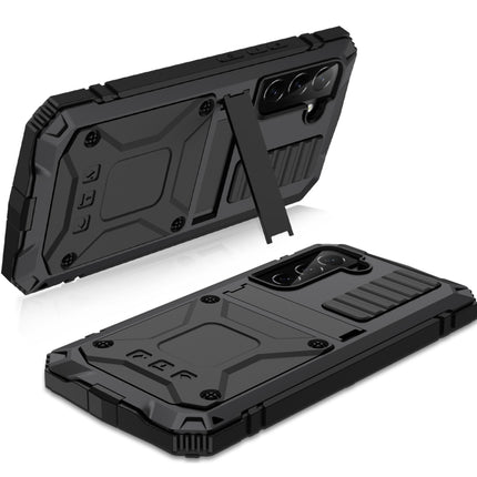 For Samsung Galaxy S22 5G R-JUST Metal + Silicone Holder Phone Case(Black)-garmade.com