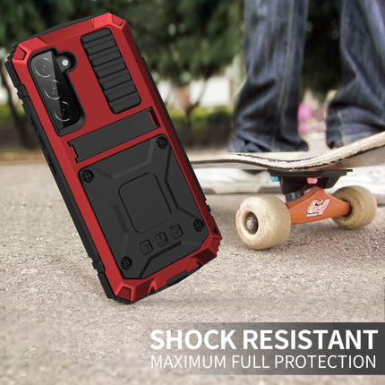 For Samsung Galaxy S22 5G R-JUST Metal + Silicone Holder Phone Case(Red)-garmade.com
