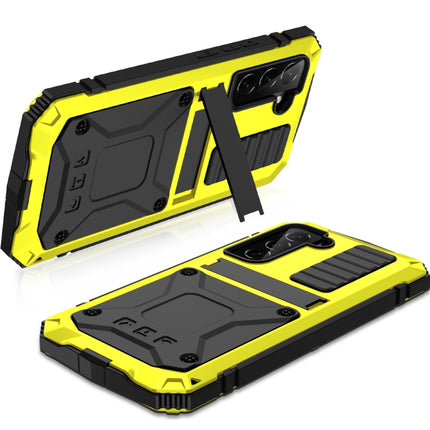 For Samsung Galaxy S22 5G R-JUST Metal + Silicone Holder Phone Case(Yellow)-garmade.com
