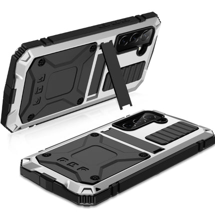 For Samsung Galaxy S22 5G R-JUST Metal + Silicone Holder Phone Case(Silver)-garmade.com