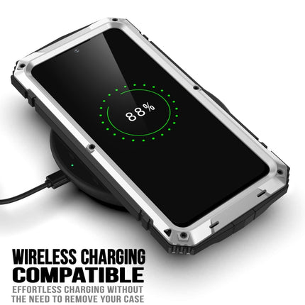 For Samsung Galaxy S22 5G R-JUST Metal + Silicone Holder Phone Case(Silver)-garmade.com