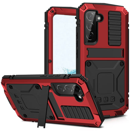 For Samsung Galaxy S22+ 5G R-JUST Metal + Silicone Holder Phone Case(Red)-garmade.com