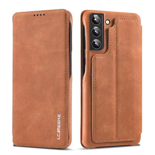 For Samsung Galaxy S22 5G LC.IMEEKE Hon Ancient Series Horizontal Flip Leather Phone Case(Brown)-garmade.com