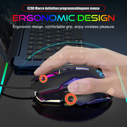 HXSJ X200 USB 8000dpi Adjustable 8-Keys Mechanical Wired Gaming Mouse(Black)-garmade.com