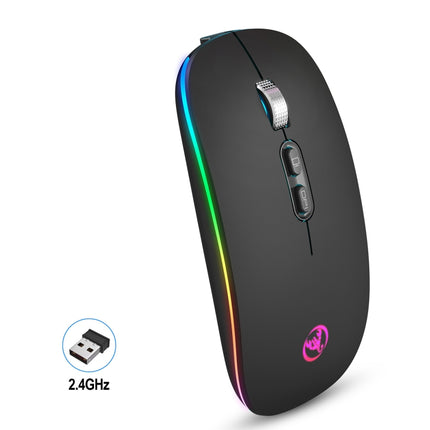 HXSJ M103FG 1600dpi Adjustable 2.4G RGB Light Wireless Mouse(Black)-garmade.com
