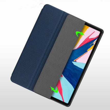For iPad Mini 5 / 4 Mutural Exquisite Series Cloth Texture PU+TPU Leather Case with 3-Fold Holder & Pen Slot & Sleep & Wake-up Function(Green)-garmade.com