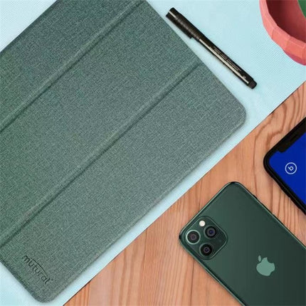 For iPad Pro 10.5 Mutural Exquisite Series Cloth Texture PU+TPU Leather Case with 3-Fold Holder & Pen Slot & Sleep & Wake-up Function(Green)-garmade.com