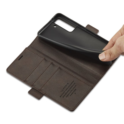 For Samsung Galaxy S22 LC.IMEEKE PU + TPU Skin-friendly Feeling Leather Phone Case(Coffee)-garmade.com