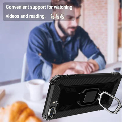 For iPhone 6 / 7 / 8 Carbon Fiber Protective Case with 360 Degree Rotating Ring Holder(Black)-garmade.com