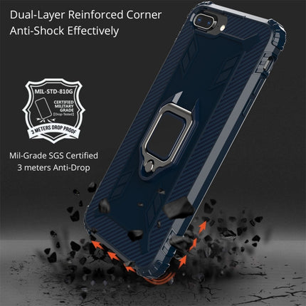 For iPhone 6 / 7 / 8 Carbon Fiber Protective Case with 360 Degree Rotating Ring Holder(Blue)-garmade.com
