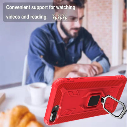 For iPhone 6 / 7 / 8 Carbon Fiber Protective Case with 360 Degree Rotating Ring Holder(Red)-garmade.com