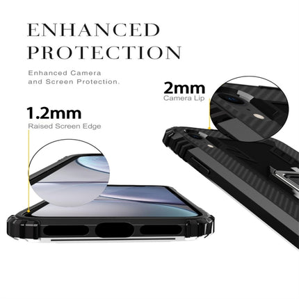 For iPhone XS Max Carbon Fiber Protective Case with 360 Degree Rotating Ring Holder(Black)-garmade.com