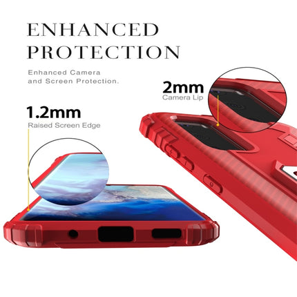 For Galaxy S20 Carbon Fiber Protective Case with 360 Degree Rotating Ring Holder(Red)-garmade.com