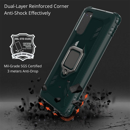 For Galaxy S20 Carbon Fiber Protective Case with 360 Degree Rotating Ring Holder(Green)-garmade.com