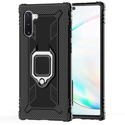 For Galaxy Note 10 Carbon Fiber Protective Case with 360 Degree Rotating Ring Holder(Black)-garmade.com