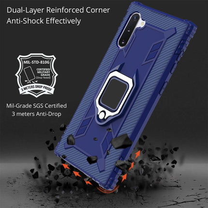 For Galaxy Note 10 Carbon Fiber Protective Case with 360 Degree Rotating Ring Holder(Blue)-garmade.com