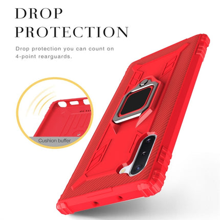 For Galaxy Note 10 Carbon Fiber Protective Case with 360 Degree Rotating Ring Holder(Red)-garmade.com
