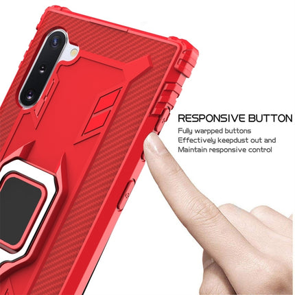 For Galaxy Note 10 Carbon Fiber Protective Case with 360 Degree Rotating Ring Holder(Red)-garmade.com