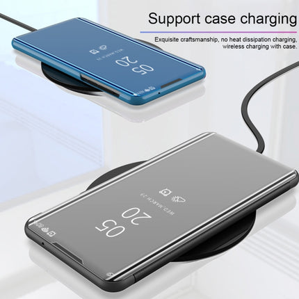 For Galaxy S20 Ultra Plated Mirror Horizontal Flip Leather Case with Holder(Blue)-garmade.com