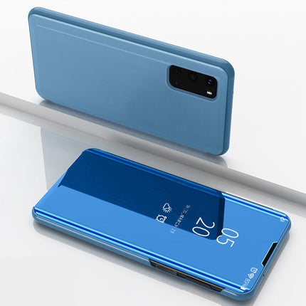 For Galaxy S20 Plated Mirror Horizontal Flip Leather Case with Holder(Blue)-garmade.com